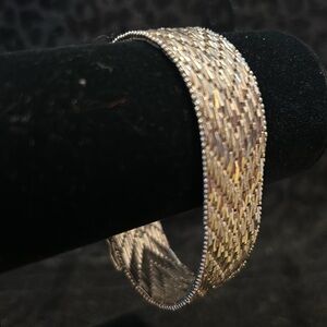 Milor Italy Sterling Silver Large Open Diagonal Weave Bracelet.